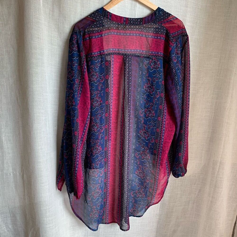 Wallflower Boho Patchwork Print Sheer Kimono Card… - image 4